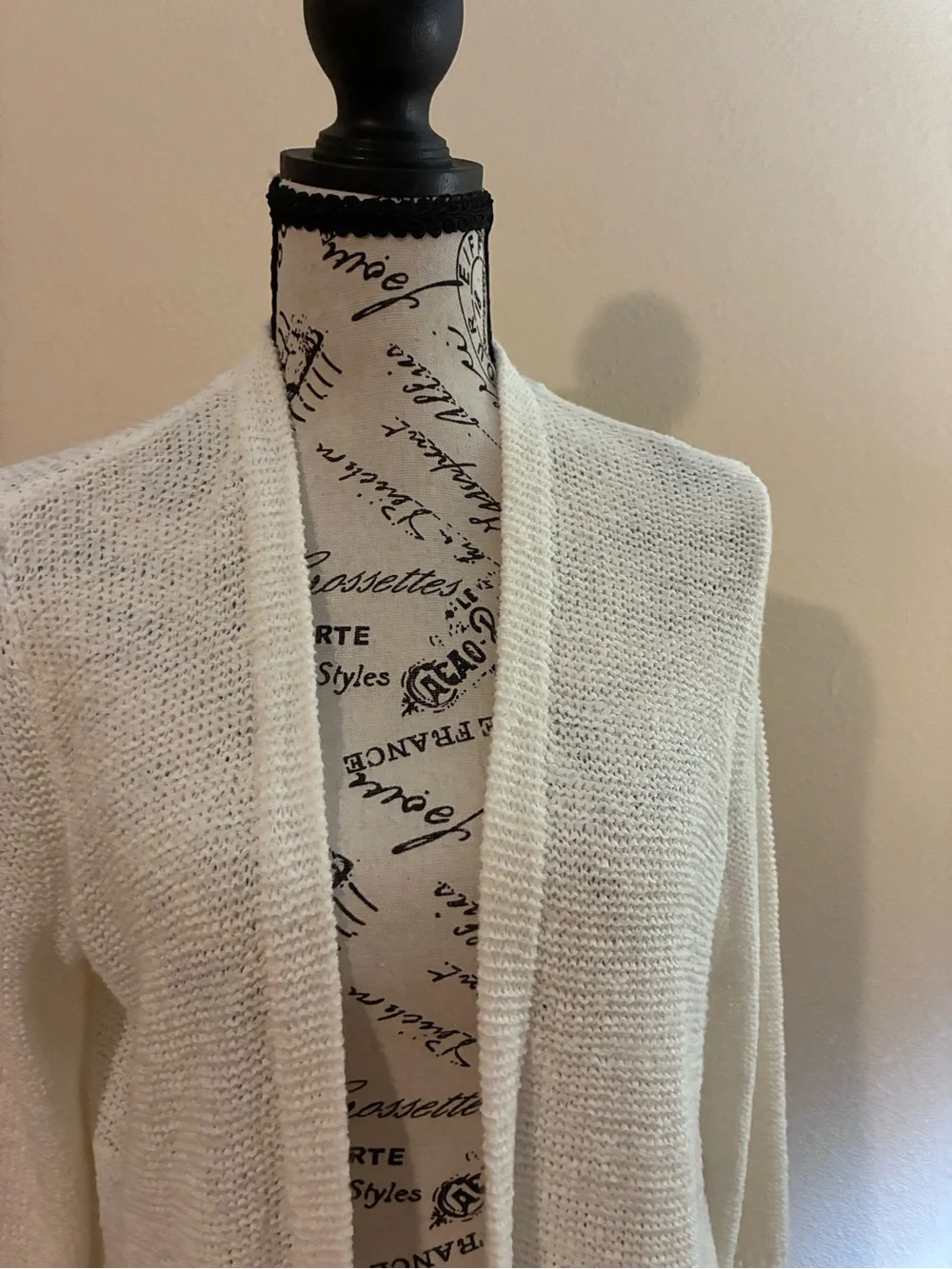 Michael Kors White Open-Front Crochet Fringe Cardigan